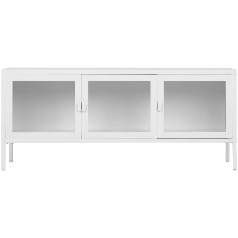 foto del prodotto epikasa mobile porta tv brisbane, metallo, vetro, bianco, 130x40x55 cm