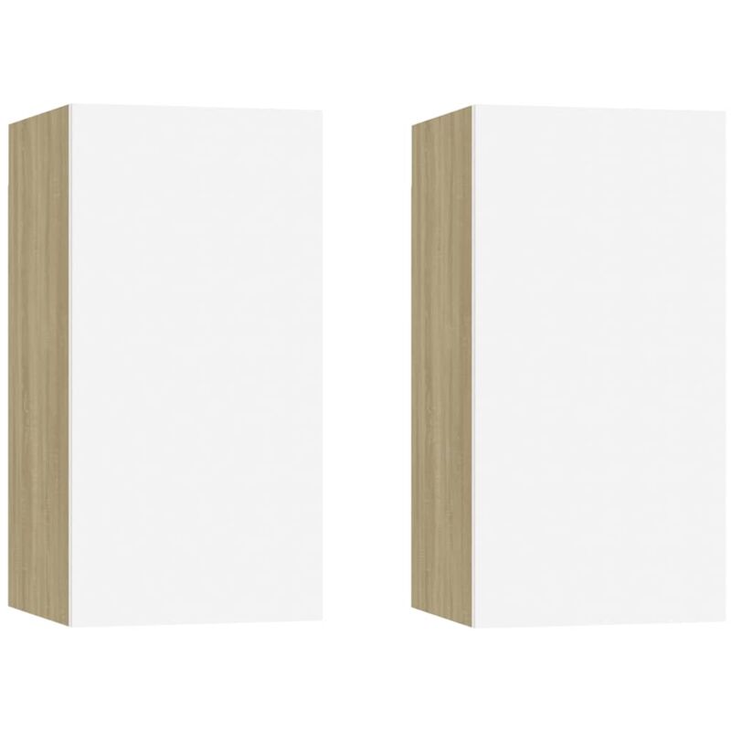 foto del prodotto vidaxl mobili tv 2pz bianco e rovere sonoma 30,5x30x60 cm multistrato