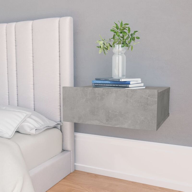 foto del prodotto comodino tavolino da notte ,tavolino da divano ,pensile grigio cemento 40x30x15 cm truciolato itd42909