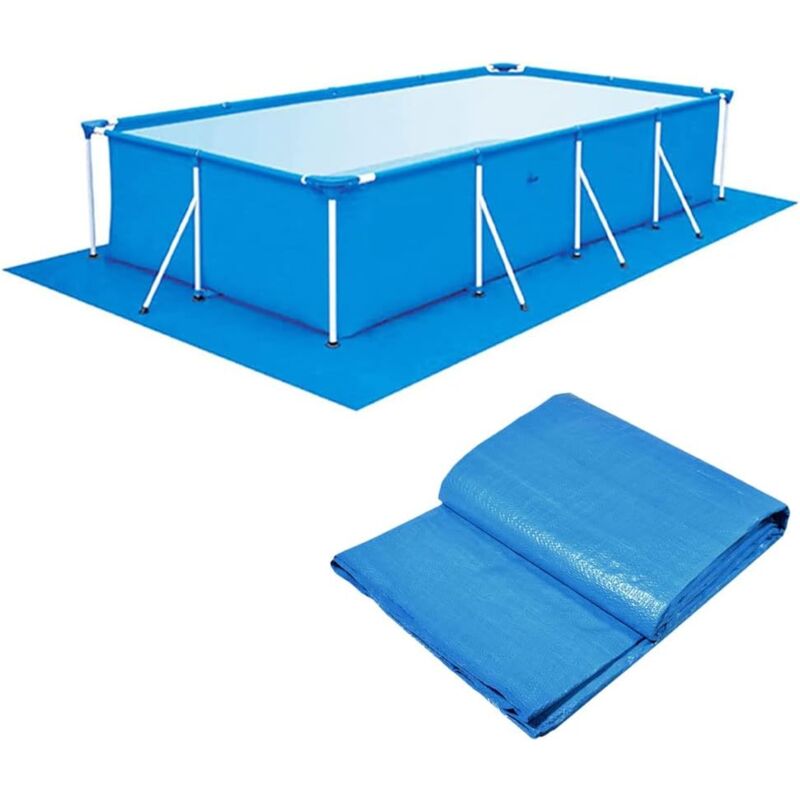 foto del prodotto telo di fondo per piscina, tappetino protettivo per piscina fuori terra blu impermeabile pieghevole, protezione per pavimento piscina per piscine