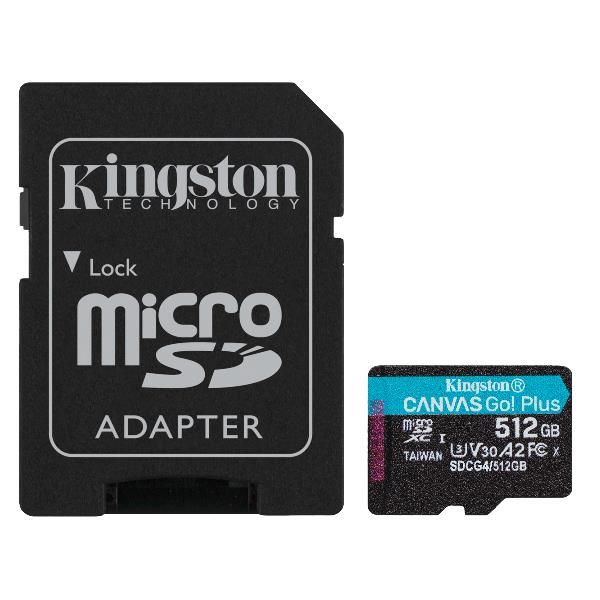 immagine 0 del prodotto kingston technology scheda microsdxc canvas go plus gen4 200mb s a2 u3 v30 da 512 gb adattatore