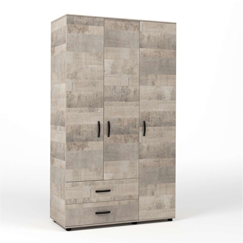 foto del prodotto kit armadio 3 ante 2 cassetti 120x52x205 cm rovere plat.k355