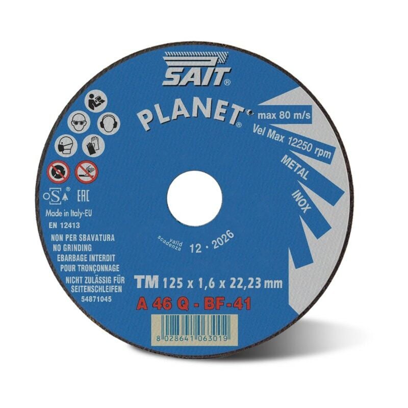 foto del prodotto disco da taglio sait planet 115x1,6 metal inox
