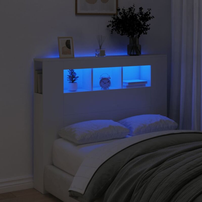 foto del prodotto furniture limited testiera led bianca 120x18,5x103,5 cm legno