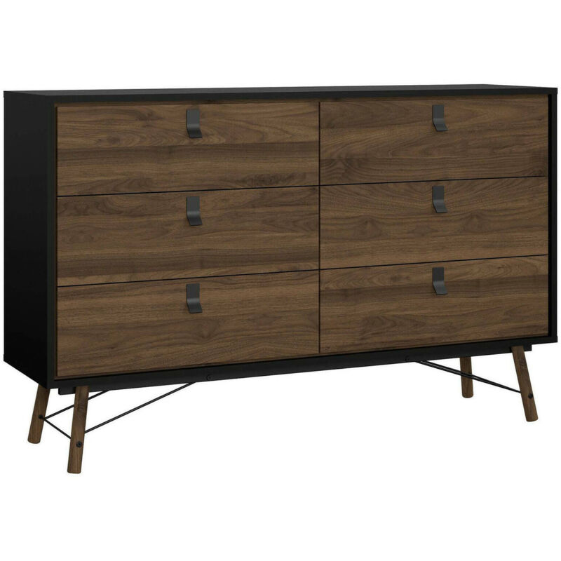 foto del prodotto credenza anturio, buffet da soggiorno, madia da salotto, dispensa da cucina, 150x40 h95 cm, nero e noce dmora
