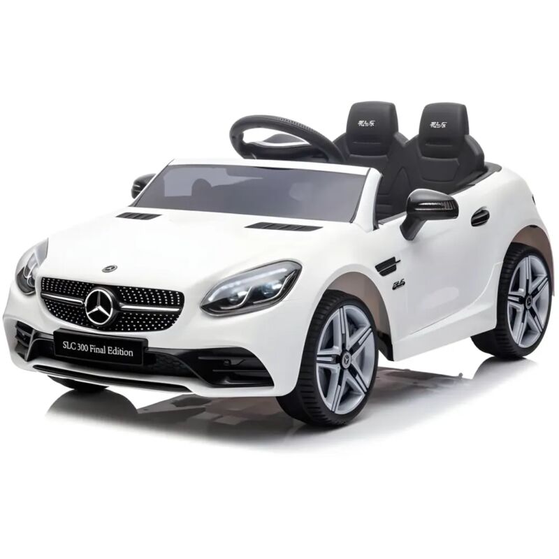 foto del prodotto auto elettrica bambini 12v mercedes slc 300 bianca mp3 con cintura