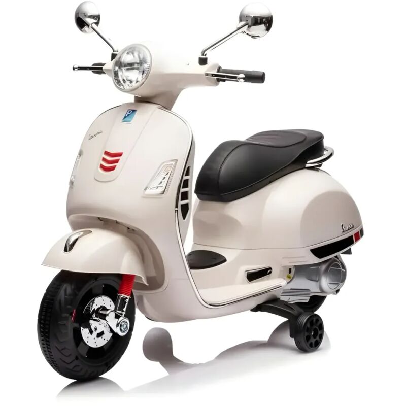 foto del prodotto moto elettrica bambini 12v vespa gts super bianca con led e mp3