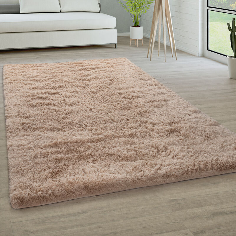foto del prodotto paco home tappeto salotto pelo lungo soggiorno pelliccia finta shaggy morbido monocolore 140x200 cm, beige