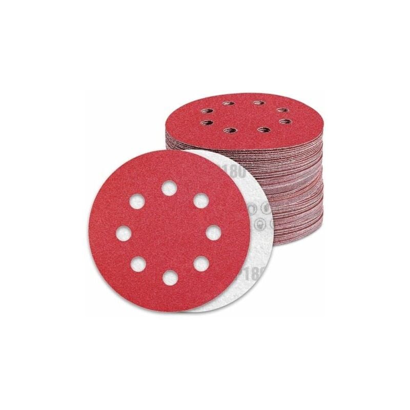 foto del prodotto disco abrasivo da 125 mm, carta abrasiva a grana 180, 50 pezzi, disco abrasivo per levigatrice orbitale casuale, 8 fori
