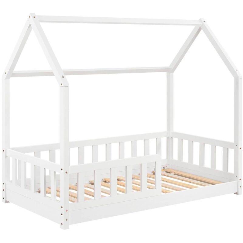 foto del prodotto wellhome kinderbett aus kiefernholz, kabinenmodell, wei lackiert, 90 x 190 cm