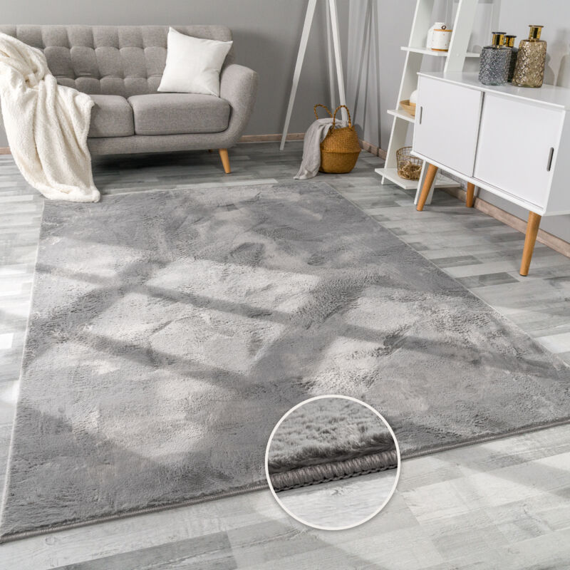 foto del prodotto paco home tappeto per soggiorno in finta pelliccia peluche alto pelo morbido disponibile in diverse colori 80x300 cm, antracite