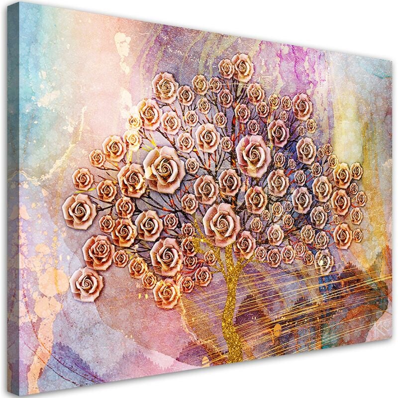 foto del prodotto gbshop quadro su tela, fiori dell albero della vita 60x40