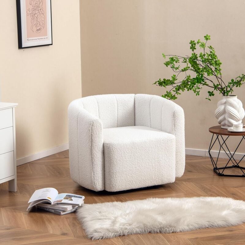foto del prodotto costway poltrona relax girevole, poltrona moderna imbottita con schienale curvo e braccioli, sedia da lettura per soggiorno, poltrona soggiorno,