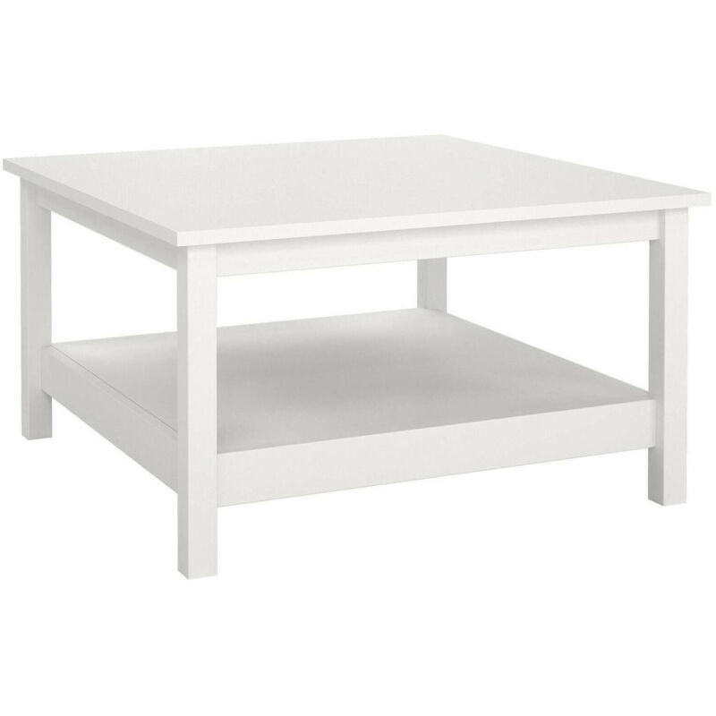 foto del prodotto dmora tavolino da salotto casato, tavolo basso da caff , portariviste per divano, ripiano da soggiorno, 81x81 h45 cm, bianco