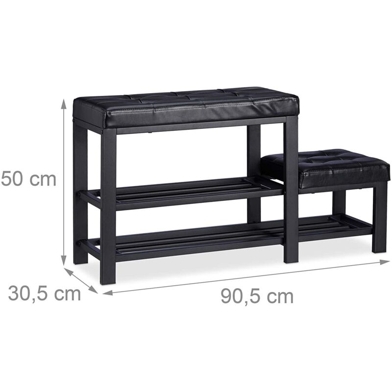 foto del prodotto helloshop26 panca da ingresso scarpiera panca sgabello 90,5 cm nero