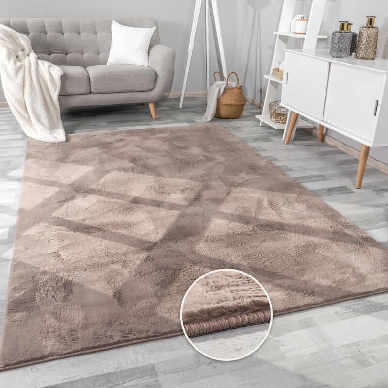 foto del prodotto paco home tappeto per soggiorno in finta pelliccia peluche alto pelo morbido disponibile in diverse colori 80x150 cm, taupe