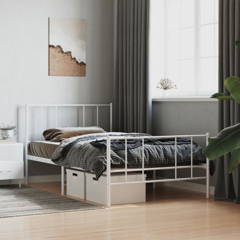 foto del prodotto vidaxl giroletto con testiera e pediera metallo bianco 75x190 cm
