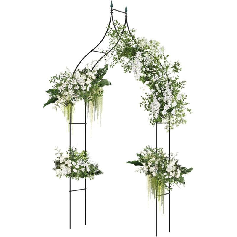 foto del prodotto costway arco da giardino in metallo decorativo, pergolato da esterno per piante rampicanti, arco da giardino per prato, cerimonia di matrimonio e