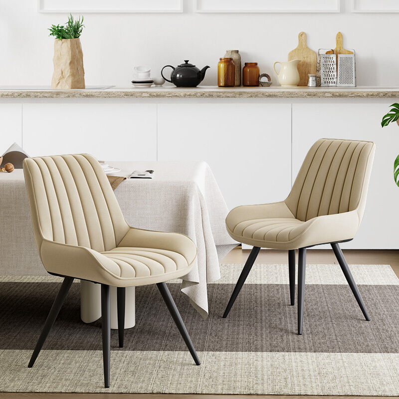 foto del prodotto sedia da pranzo 2 pezzi, sedia da cucina con schienale, sedia ergonomica da soggiorno, sedia in tessuto, beige