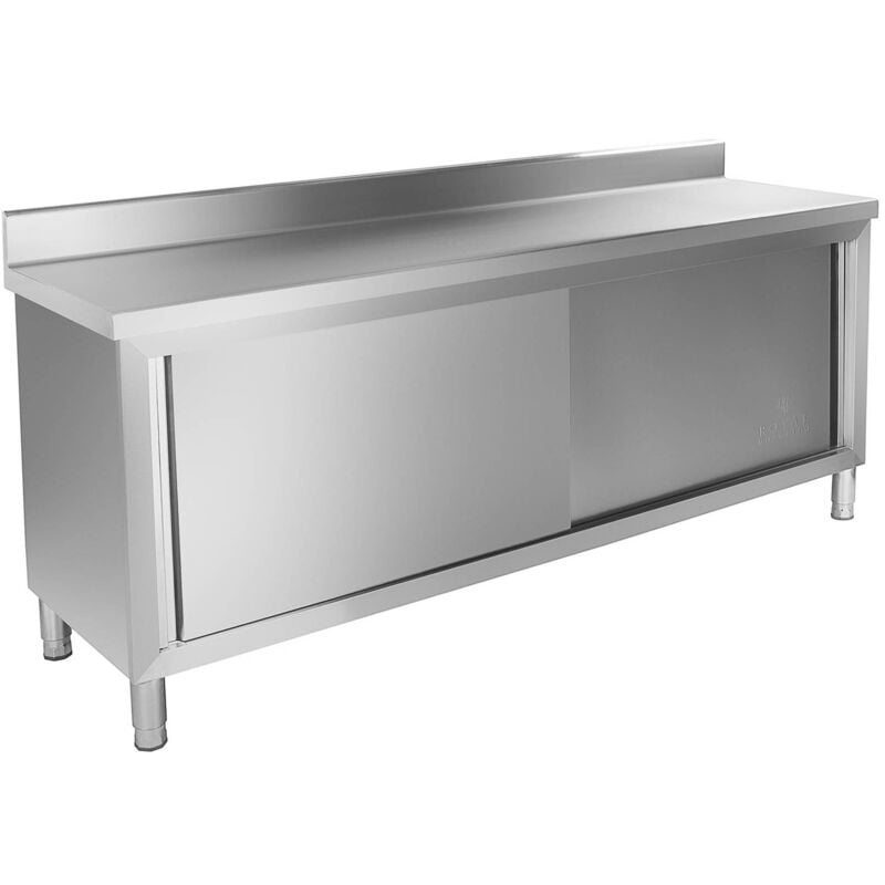 foto del prodotto banco da lavoro in acciaio inox per gastronomia professionale con alzatina 62 kg