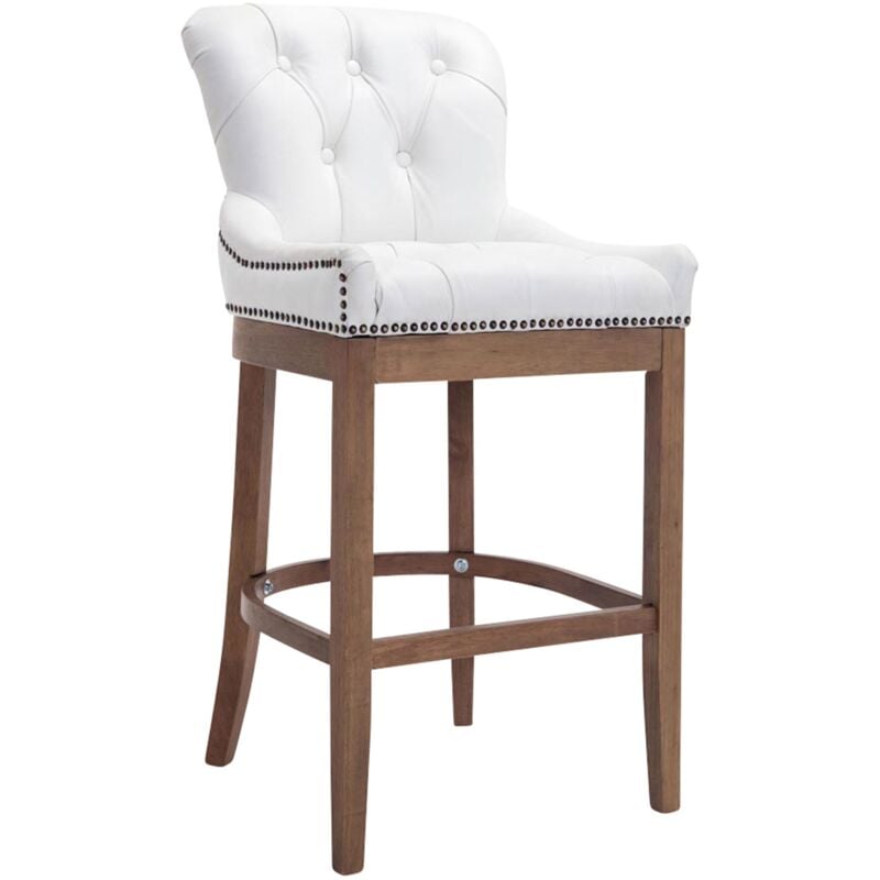 foto del prodotto sgabello lakewood vera pelle antico chiaro bianco