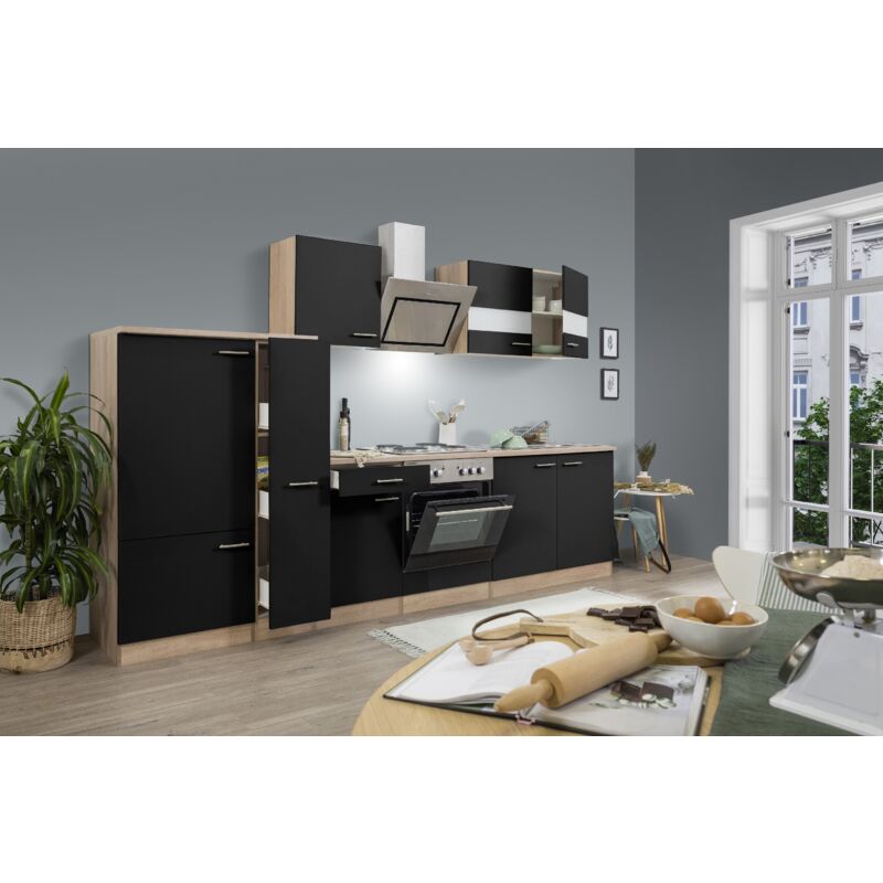 foto del prodotto cucina blocco cucina blocco cucina componibile rovere nero merle 300 cm respekta