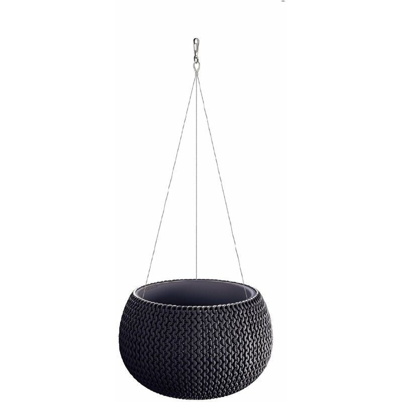 foto del prodotto vaso con gancio in metallo krea dksp 29xh19 cm rivestito con tessuto ricamato prosperplast 29xh19 cm black