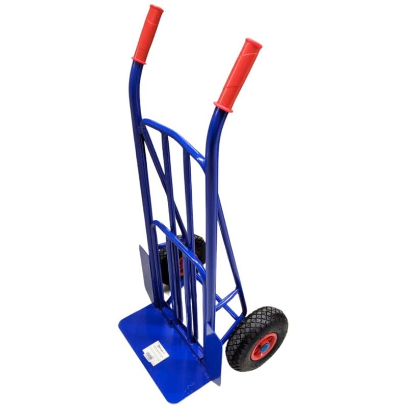 foto del prodotto carrello portapacchi professionale blu ribalta ruote pneumatiche portata 200kg