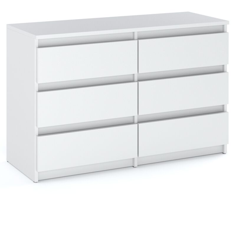 foto del prodotto cassettiera bianca con 6 cassetti 100 cm porta tv mobile soggiorno credenza armadio