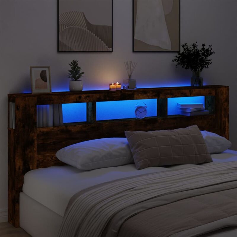 foto del prodotto vidaxl testiera led rovere fumo 220x18,5x103,5 cm legno multistrato