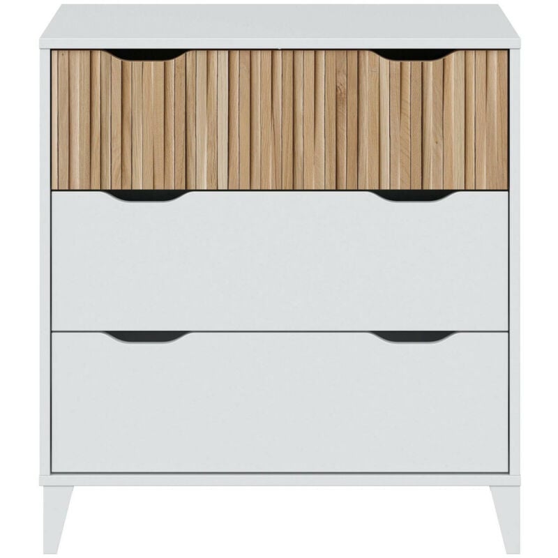 immagine 0 del prodotto cassettiera archi, settimino multiuso, com camera da letto, mobile con cassetti, 71x40 h76 cm, bianco e rovere dmora