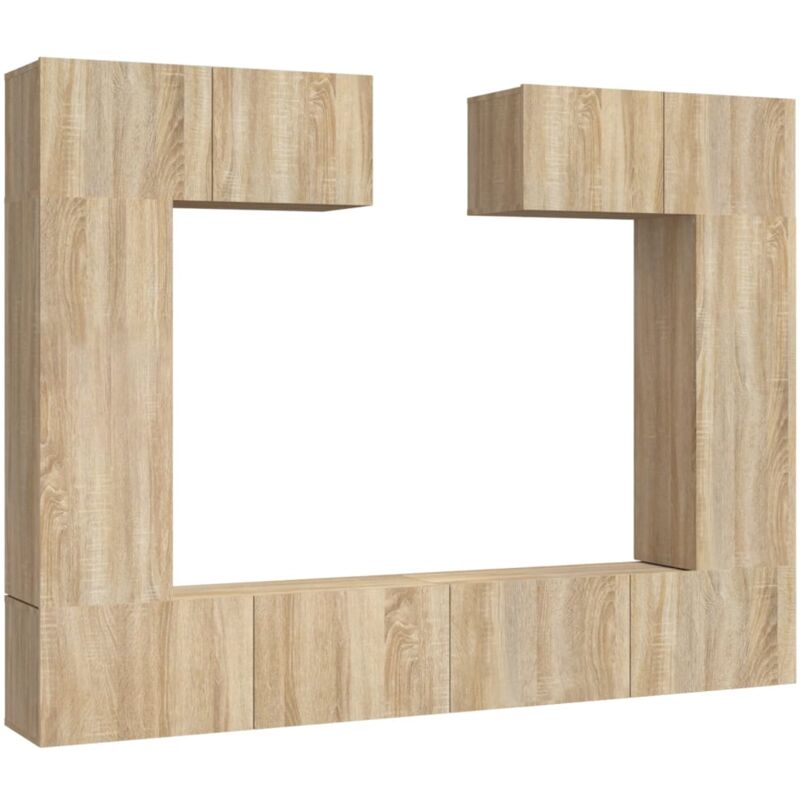 foto del prodotto set di mobili credenza, credenza, tv, televisione, soggiorno, camera da letto, soggiorno, 6 pezzi, rovere sonoma, pannelli in mdf marrone