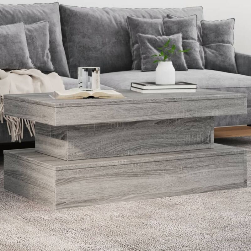 foto del prodotto vidaxl tavolino da soggiorno con luci led grigio sonoma 90x50x40 cm