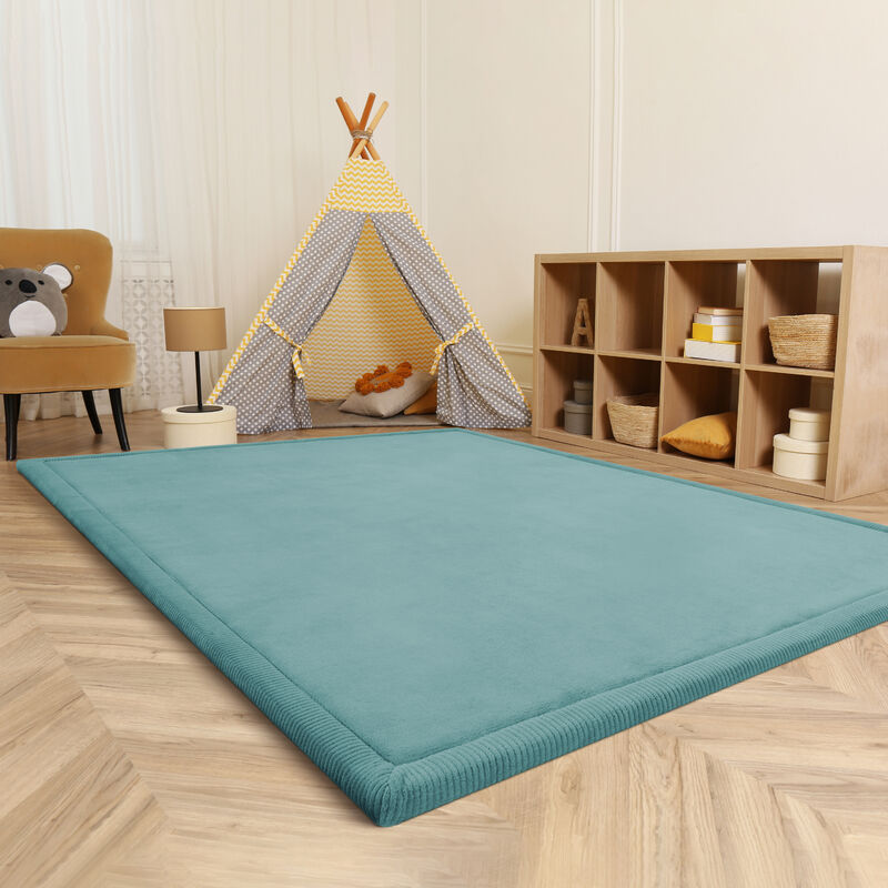 foto del prodotto paco home tappeto bambini cameretta bambina ragezzi tappeto morbido antiscivolo moderno blu, 120x160 cm
