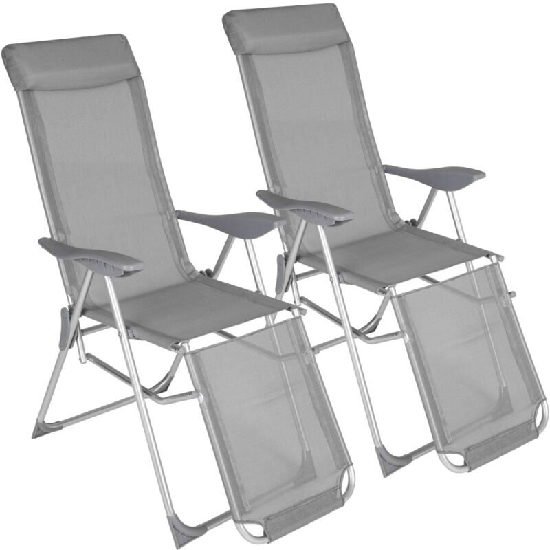foto del prodotto set di 2 poltroncine da giardino sdraio pieghevoli con poggiapiedi braccioli, poggiatesta removibili mobili da giardino per esterni struttura in