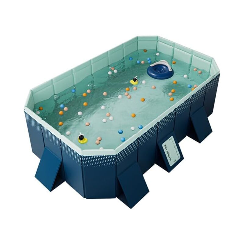 foto del prodotto piscina per bambini piscina pieghevole non gonfiabile da giardino per famiglie con adulti blu 210 140 55 cm 