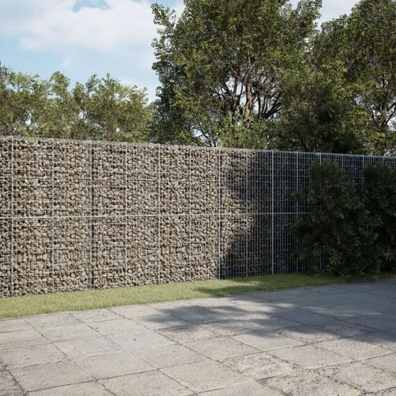 foto del prodotto vidaxl cesto gabbione con copertura 1200x50x200 cm in ferro zincato
