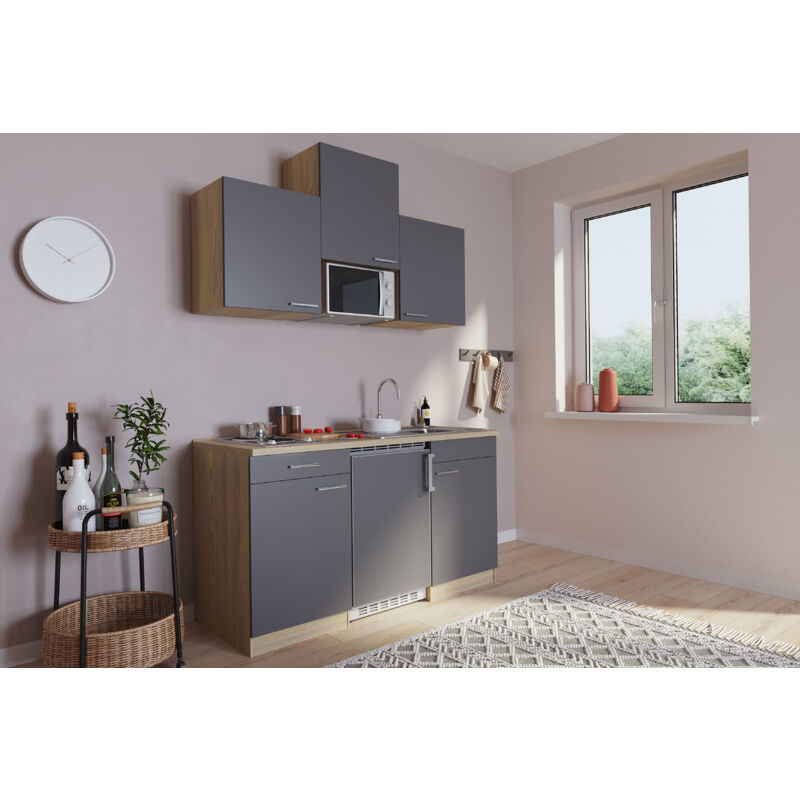 foto del prodotto cucina minicucina cucina singola cucinino dispensa rovere grigio luis 150 cm respecta