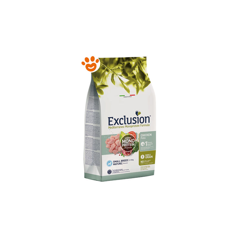 foto del prodotto exclusion dog mediterraneo monoproteico noble grain mature small breed pollo exclusion dog mediterraneo monoproteico noble grain mature small breed