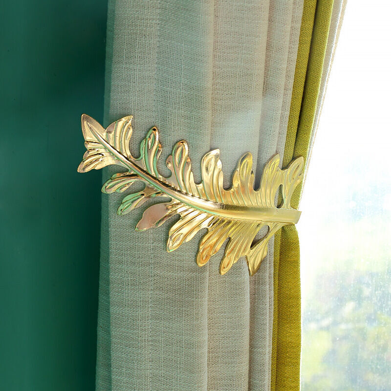 foto del prodotto fermatende rustici da 2 pezzi, grandi ganci fermatende con motivo a foglie vintage, fermatende decorativi retr , oro