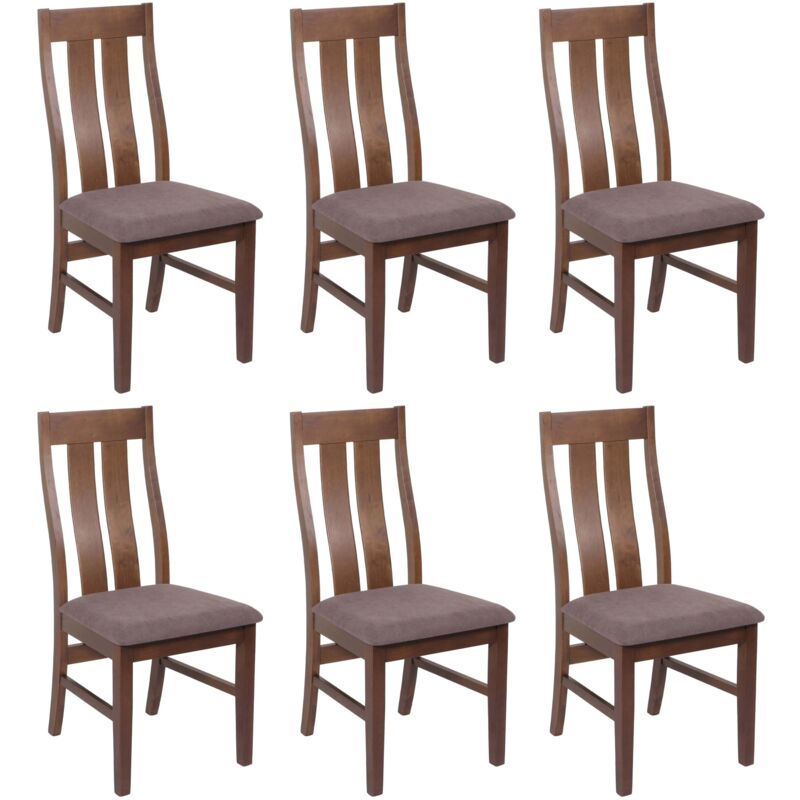 foto del prodotto set 6x sedie sala pranzo soggiorno hhg 675 100x46x45cm 150kg tessuto legno scuro tortora