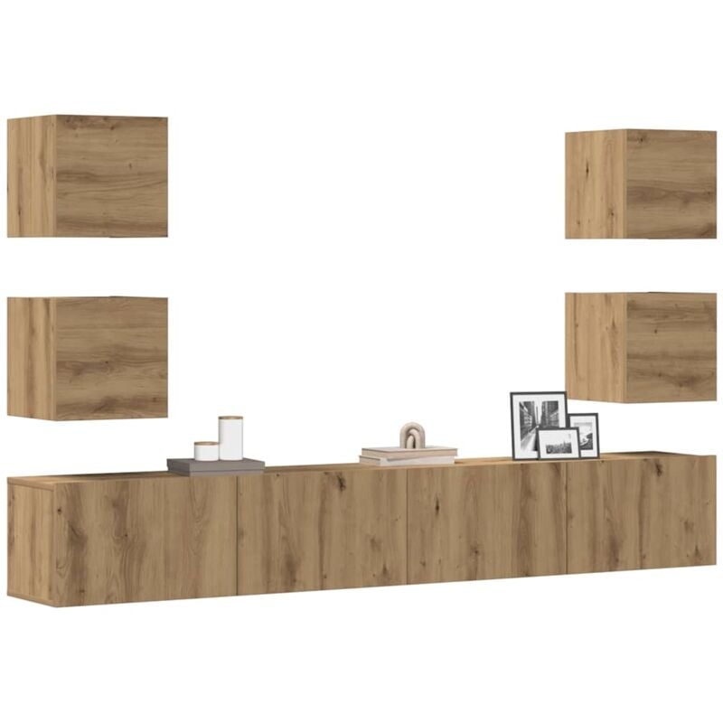 foto del prodotto vidaxl mobili tv a parete 6 pz rovere artigianale legno multistrato