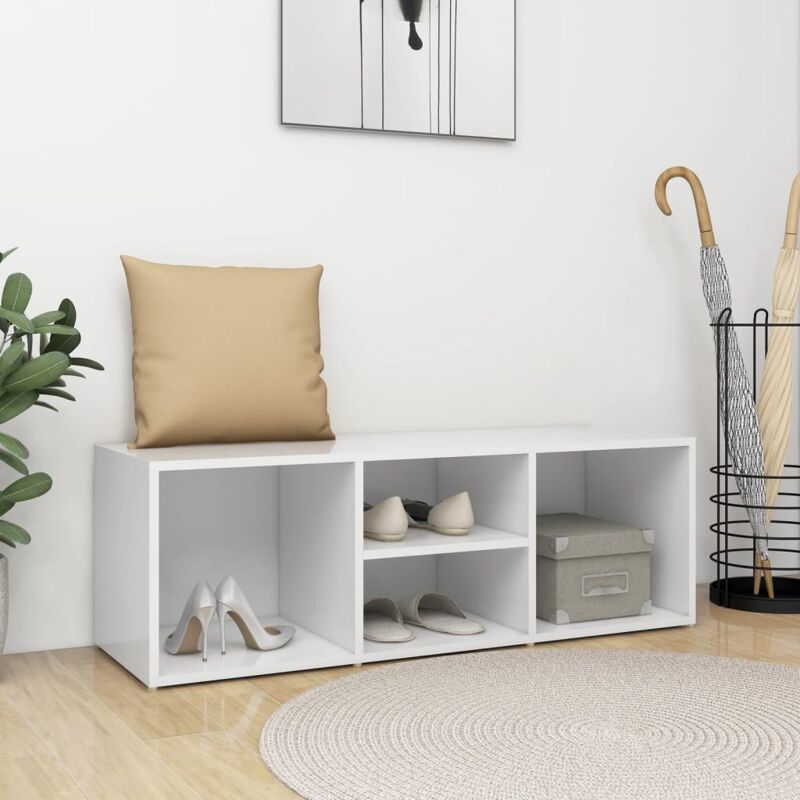 foto del prodotto vidaxl scarpiera con panchina bianca 105x35x35 cm in legno multistrato