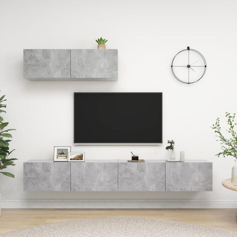 foto del prodotto vidaxl mobili porta tv 3 pz grigio cemento in legno multistrato
