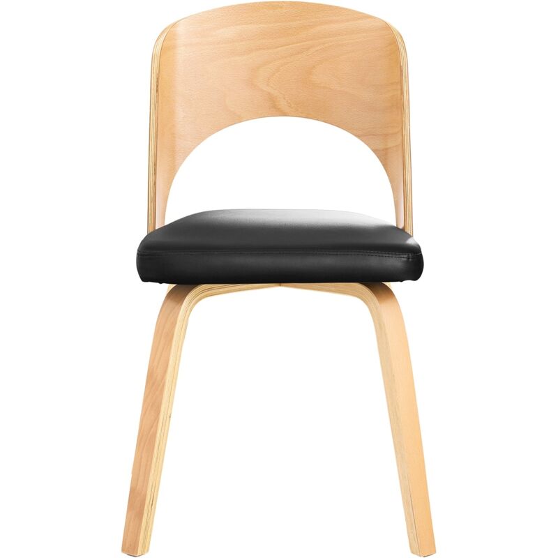 foto del prodotto sedia in legno con schienale e seduta imbottiti sedia per cucina sala da pranzo ufficio camera da letto naturale nero 48x55x79cm fst97 sch sobuy