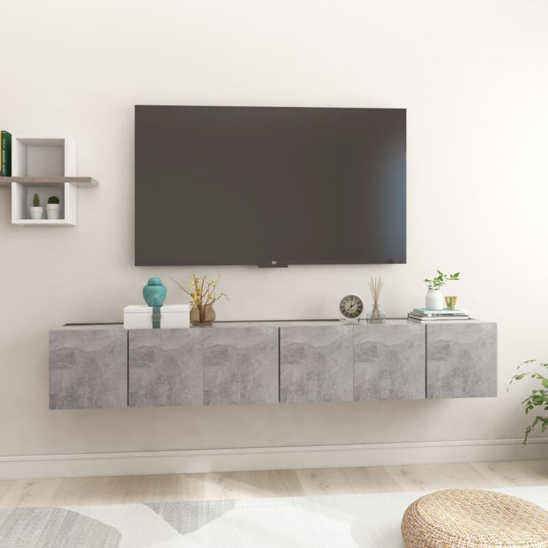 foto del prodotto furniture limited mobili porta tv pensili 3pz grigio cemento