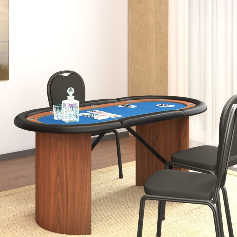 foto del prodotto vidaxl tavolo da poker 10 giocatori blu 160x80x75 cm