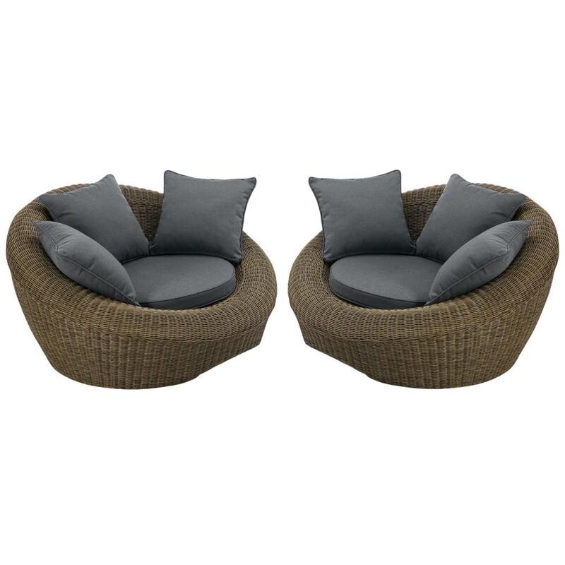 foto del prodotto vente unique poltrona da giardino in resina intrecciata naturale scuro lotto di 2 whiteheaven di mylia