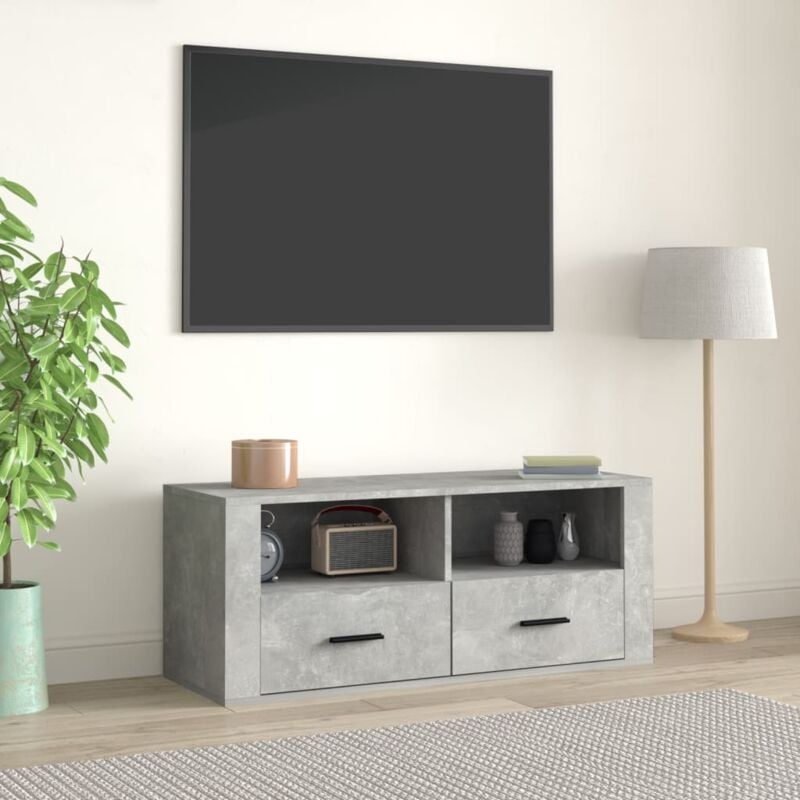 foto del prodotto vidaxl mobile per tv grigio cemento 100x35x40 cm legno multistrato