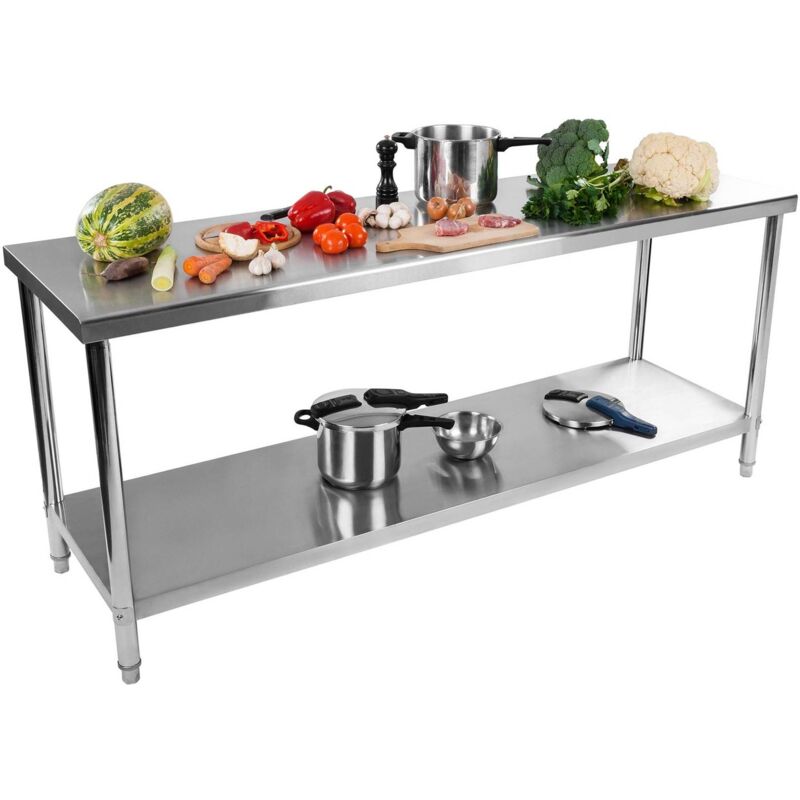 foto del prodotto tavolo inox banco da lavoro piano cucina gastronomia acciaio inox 200x60cm 195kg